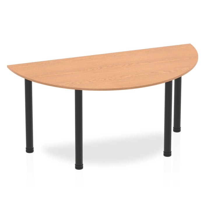 Impulse Semi-Circle Table With Post Leg Shaped Tables Dynamic Office Solutions Oak 1600 Black