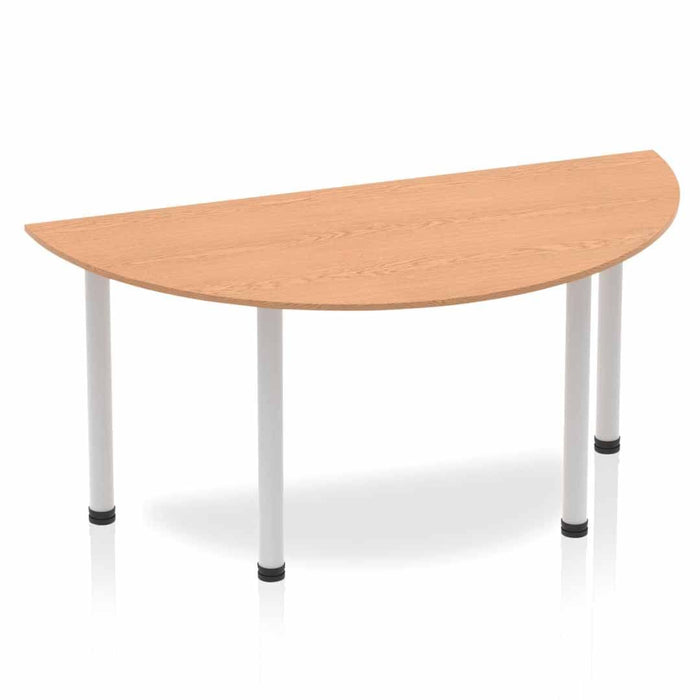 Impulse Semi-Circle Table With Post Leg Shaped Tables Dynamic Office Solutions Oak 1600 Silver