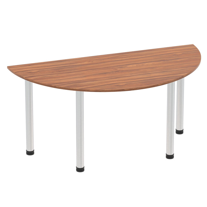 Impulse Semi-Circle Table With Post Leg Shaped Tables Dynamic Office Solutions Walnut 1600 Aluminium