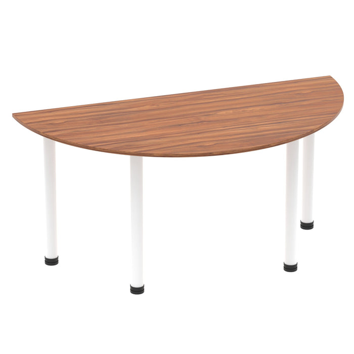 Impulse Semi-Circle Table With Post Leg Shaped Tables Dynamic Office Solutions Walnut 1600 White