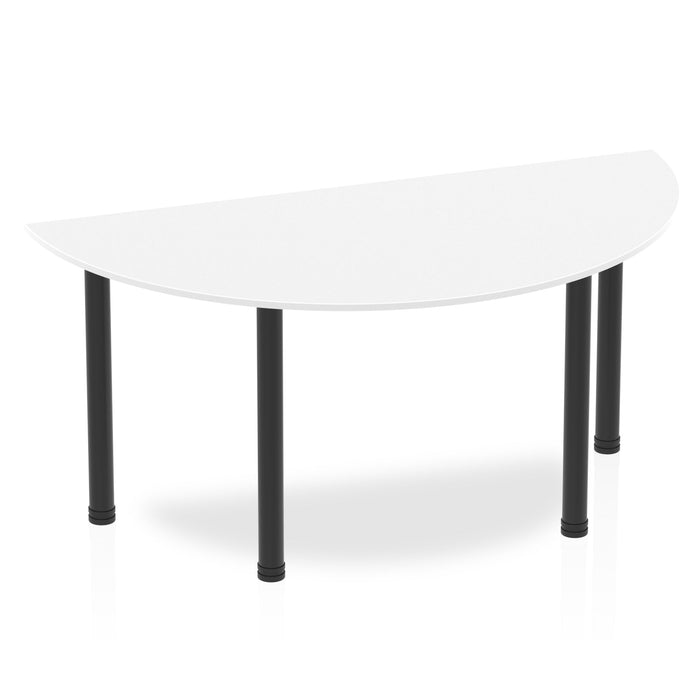 Impulse Semi-Circle Table With Post Leg Shaped Tables Dynamic Office Solutions White 1600 Black