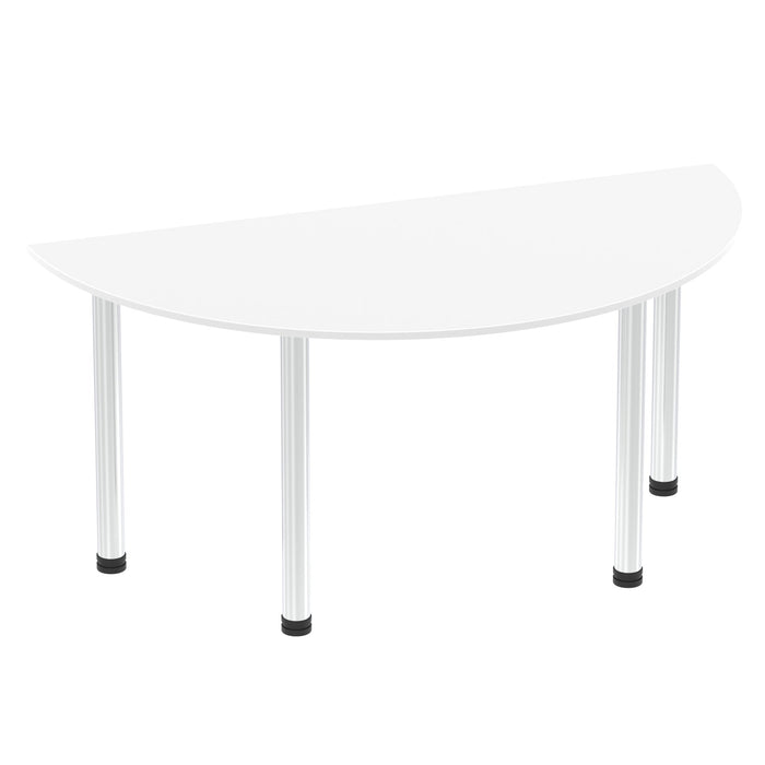 Impulse Semi-Circle Table With Post Leg Shaped Tables Dynamic Office Solutions White 1600 Chrome