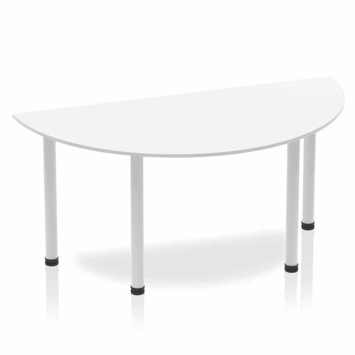 Impulse Semi-Circle Table With Post Leg Shaped Tables Dynamic Office Solutions White 1600 Silver