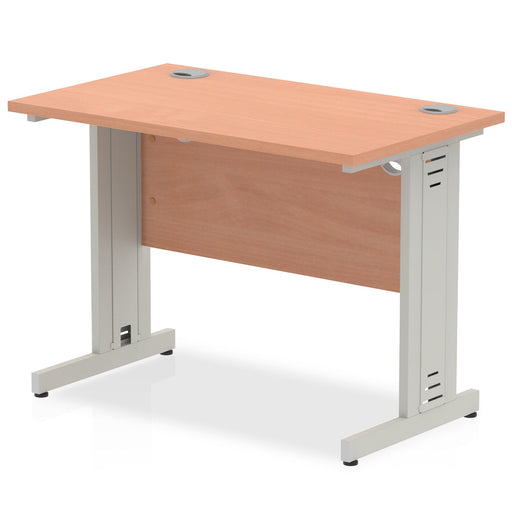 Impulse Slimline Desk Cable Managed Leg - Beech Desks Dynamic Office Solutions Beech Silver 1000mm x 600mm