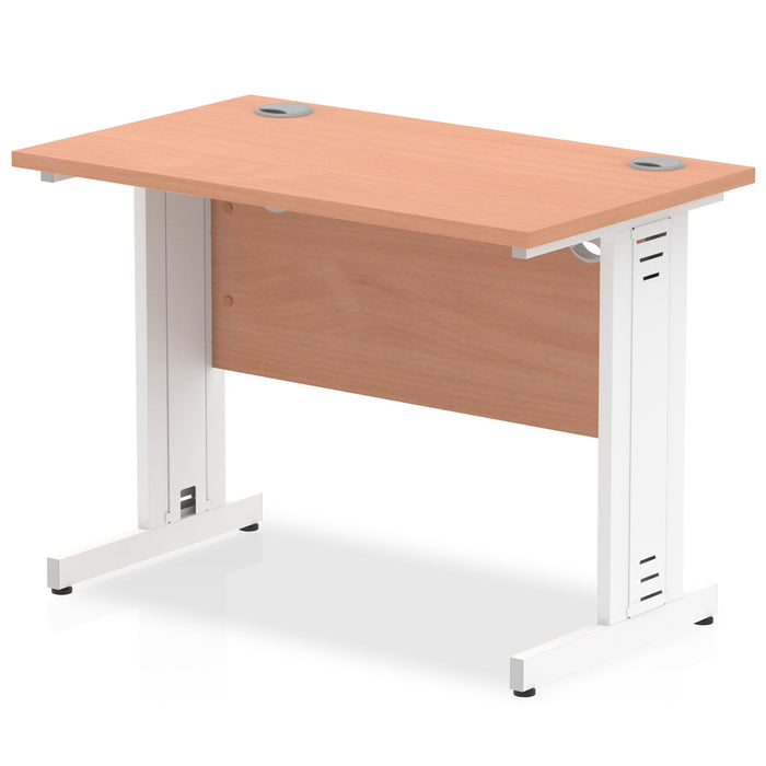 Impulse Slimline Desk Cable Managed Leg - Beech Desks Dynamic Office Solutions Beech White 1000mm x 600mm