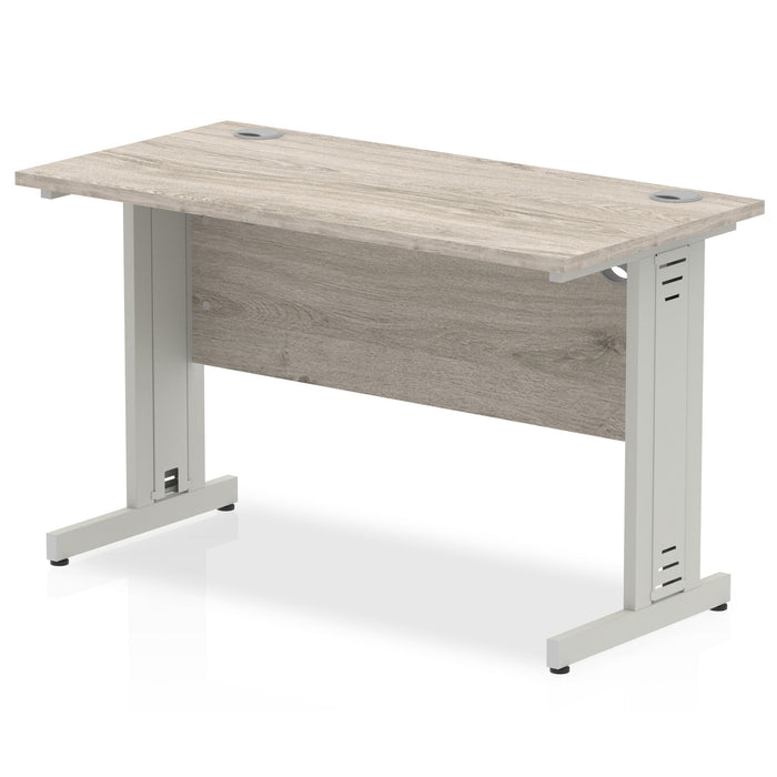 Impulse Slimline Desk Cable Managed Leg - Beech Desks Dynamic Office Solutions Grey Oak Silver 1200mm x 600mm