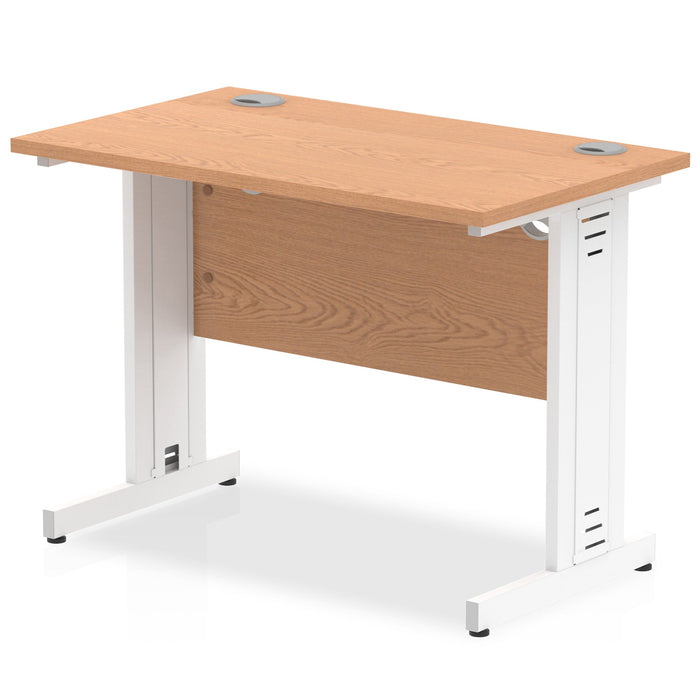 Impulse Slimline Desk Cable Managed Leg - Beech Desks Dynamic Office Solutions Oak White 1000mm x 600mm