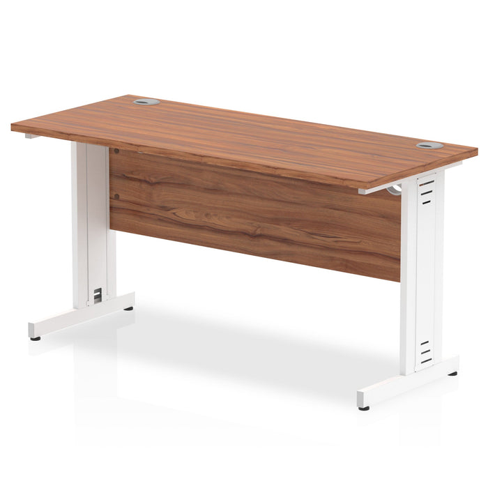 Impulse Slimline Desk Cable Managed Leg - Beech Desks Dynamic Office Solutions Walnut White 1400mm x 600mm