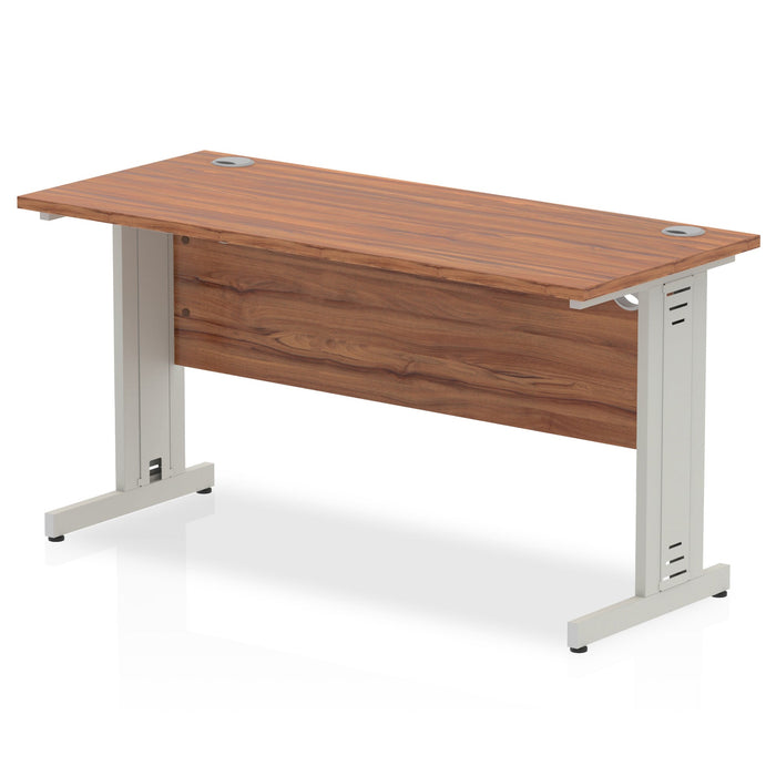 Impulse Slimline Desk Cable Managed Leg - Grey Oak Desks Dynamic Office Solutions Walnut Silver 1400mm x 600mm