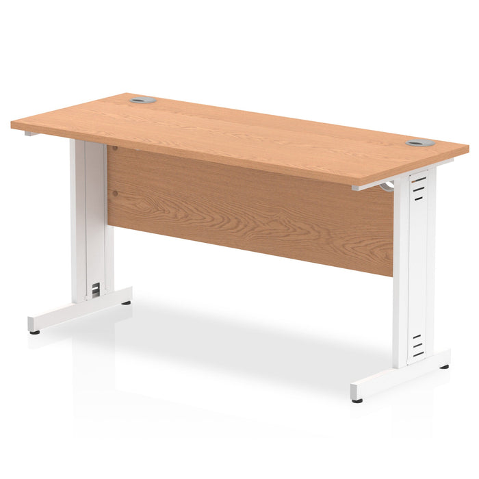 Impulse Slimline Desk Cable Managed Leg - Maple Desks Dynamic Office Solutions Oak White 1400mm x 600mm
