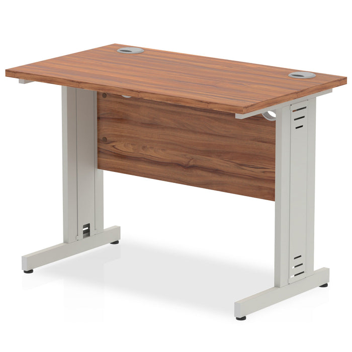 Impulse Slimline Desk Cable Managed Leg - Maple Desks Dynamic Office Solutions Walnut Silver 1000mm x 600mm