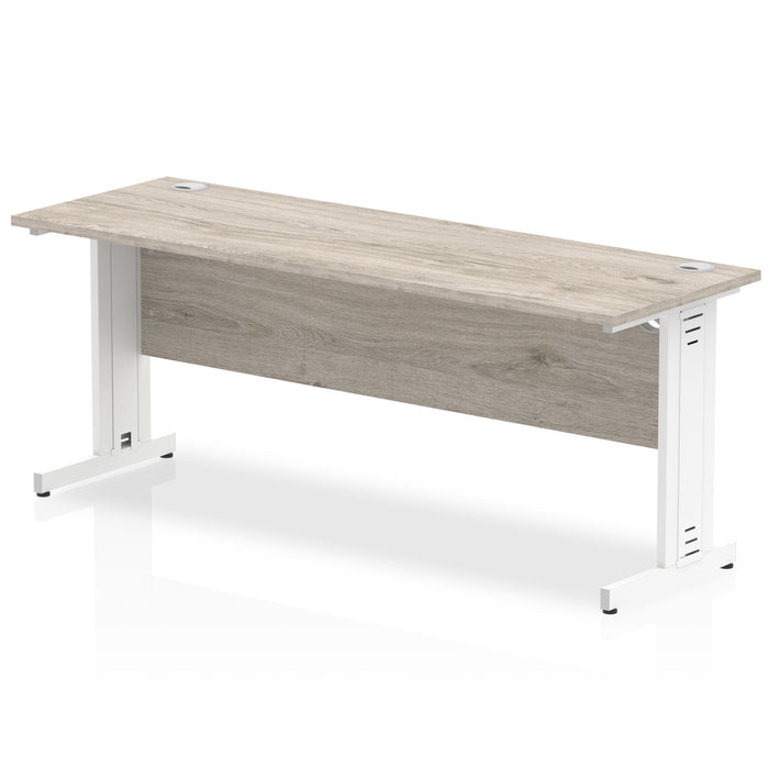 Impulse Slimline Desk Cable Managed Leg - White Desks Dynamic Office Solutions Grey Oak White 1800mm x 600mm