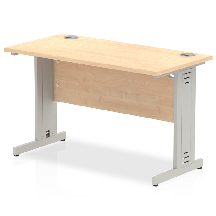 Impulse Slimline Desk Cable Managed Leg - White Desks Dynamic Office Solutions Maple Silver 1200mm x 600mm