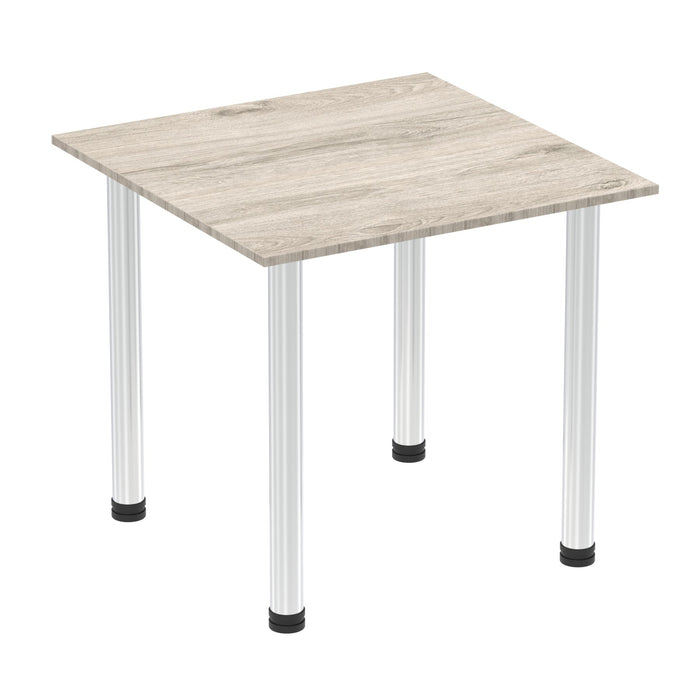 Impulse Square Table With Post Leg Tables Dynamic Office Solutions Grey Oak 800 Chrome