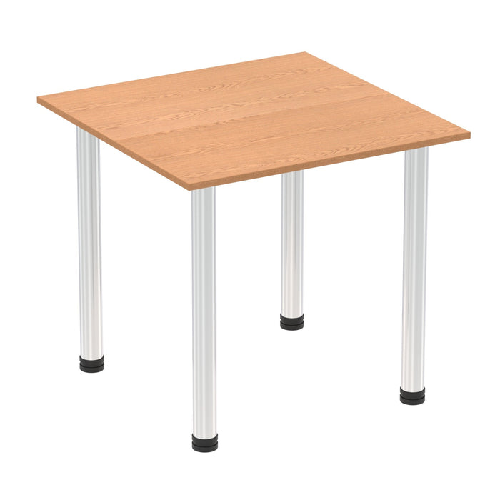 Impulse Square Table With Post Leg Tables Dynamic Office Solutions Oak 800 Chrome