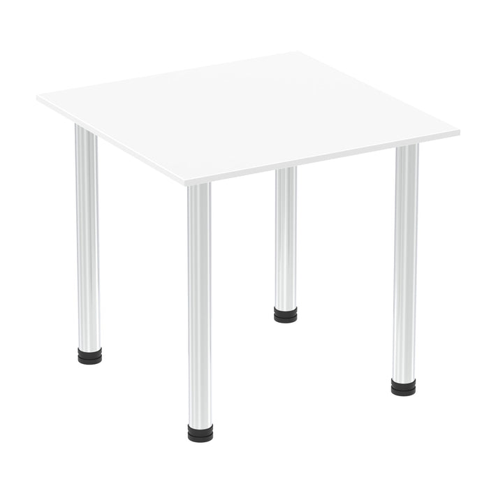Impulse Square Table With Post Leg Tables Dynamic Office Solutions White 800 Chrome