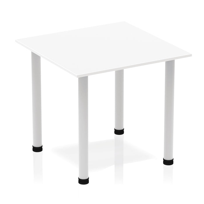 Impulse Square Table With Post Leg Tables Dynamic Office Solutions White 800 Silver