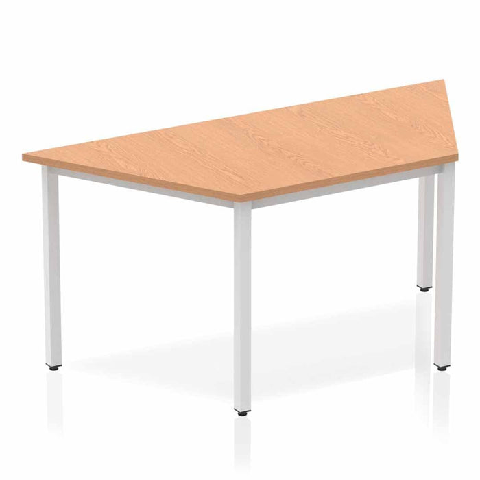 Impulse Trapezium Table Box Frame Leg Shaped Tables Dynamic Office Solutions Oak 1600 