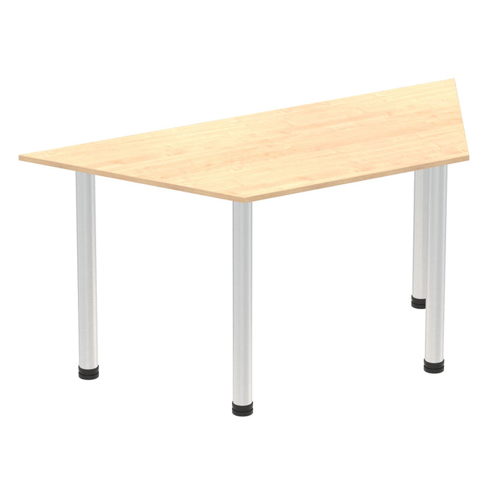 Impulse Trapezium Table With Post Leg Shaped Tables Dynamic Office Solutions Maple 1600 Aluminium