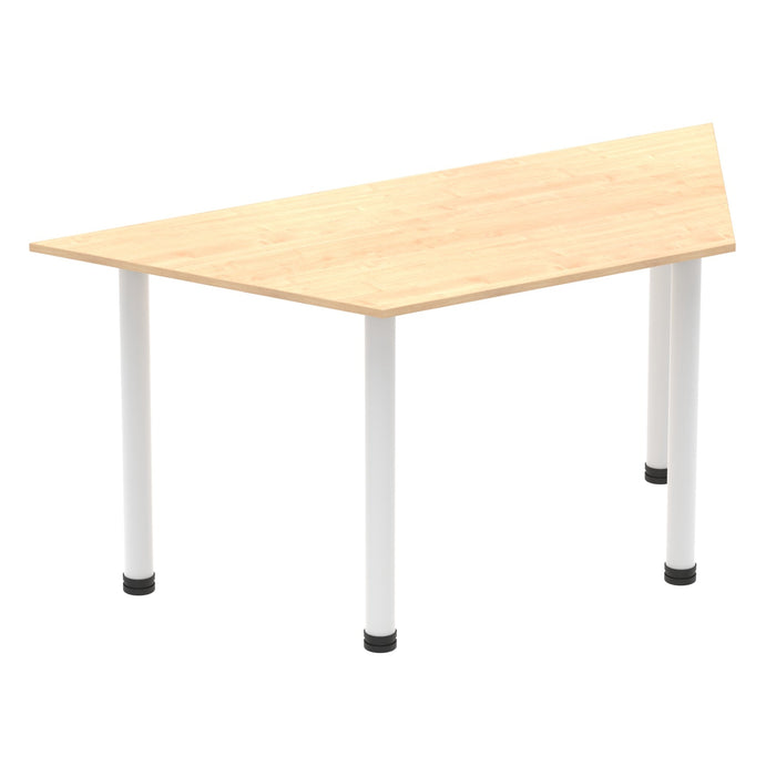 Impulse Trapezium Table With Post Leg Shaped Tables Dynamic Office Solutions Maple 1600 White