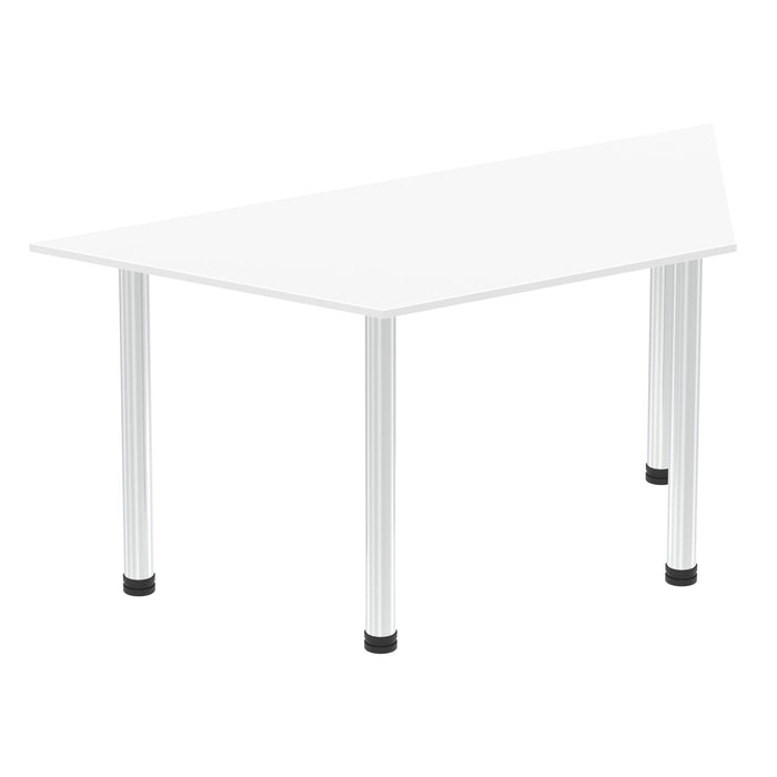 Impulse Trapezium Table With Post Leg Shaped Tables Dynamic Office Solutions White 1600 Chrome