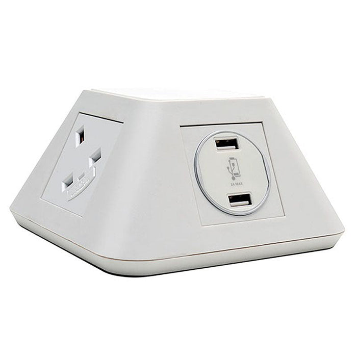 Inca on-surface power module 2 x UK sockets, 2 x twin USB fast charge - white Power Modules Dams 