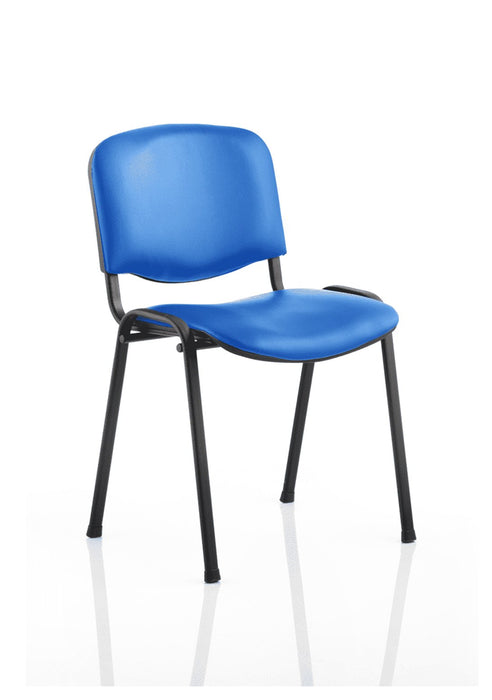 ISO Stacking Chair Conference Dynamic Office Solutions Black Blue Vinyl Blue Vinyl
