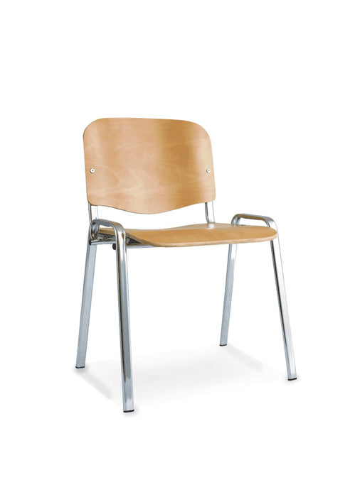 ISO Stacking Chair Conference Dynamic Office Solutions Chrome Beech Wood Beech Wood