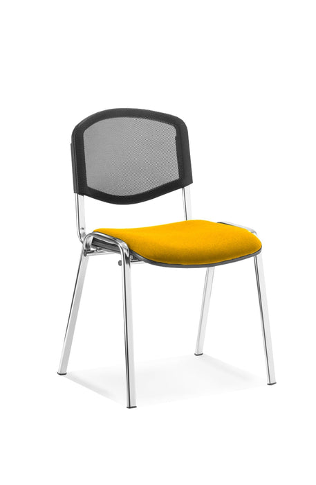 ISO Stacking Chair Conference Dynamic Office Solutions Chrome Bespoke Senna Yellow Black Mesh