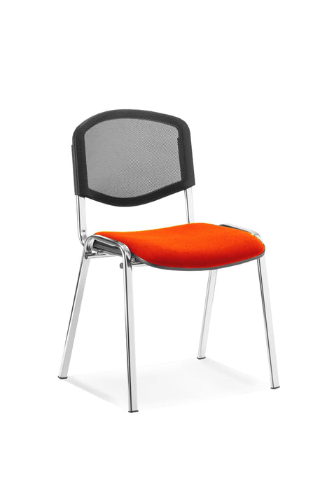 ISO Stacking Chair Conference Dynamic Office Solutions Chrome Bespoke Tabasco Orange Black Mesh