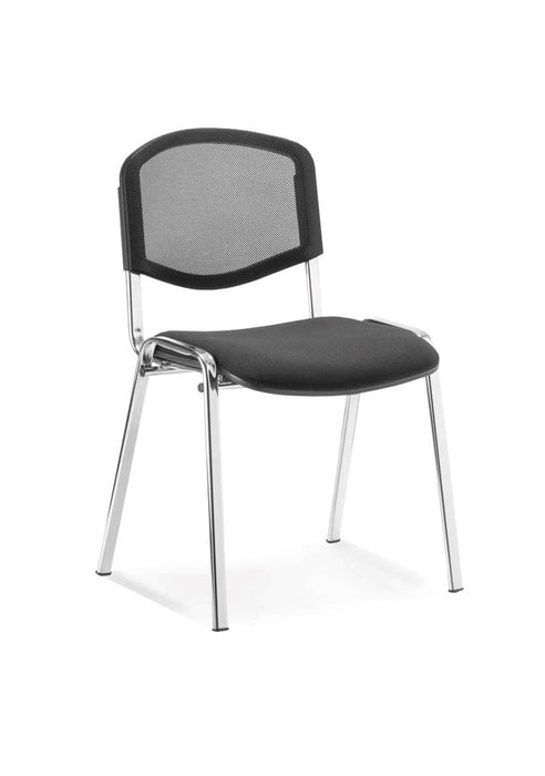 ISO Stacking Chair Conference Dynamic Office Solutions Chrome Black Fabric Black Mesh