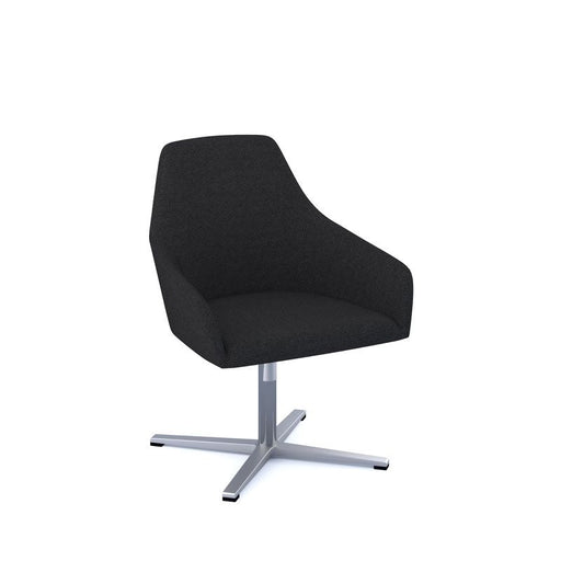 Juna fully upholstered medium back lounge chair with 4 star aluminium swivel base with auto return Soft Seating Dams 