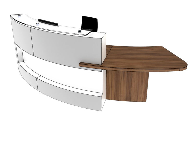 Large Curved Classic Reception Desk Reception Desks Clarke Rendall Left Hand H1150 x W3320 x D823mm W1001 Solid Premium White 