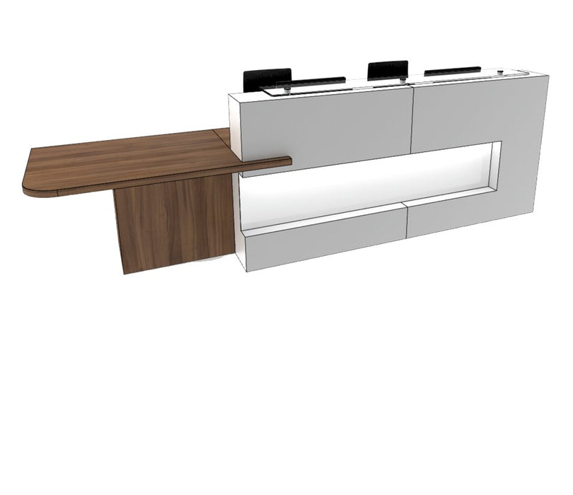 Large Xpression Reception Desk Reception Desks Clarke Rendall Right Hand H1150 x W3600 x D820mm W1001 Solid Premium White 