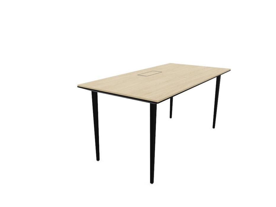 Longo Rectangular Office Desk - Black Frame WORKSTATION Actiu Light Oak 1400mm x 800mm Cable Access