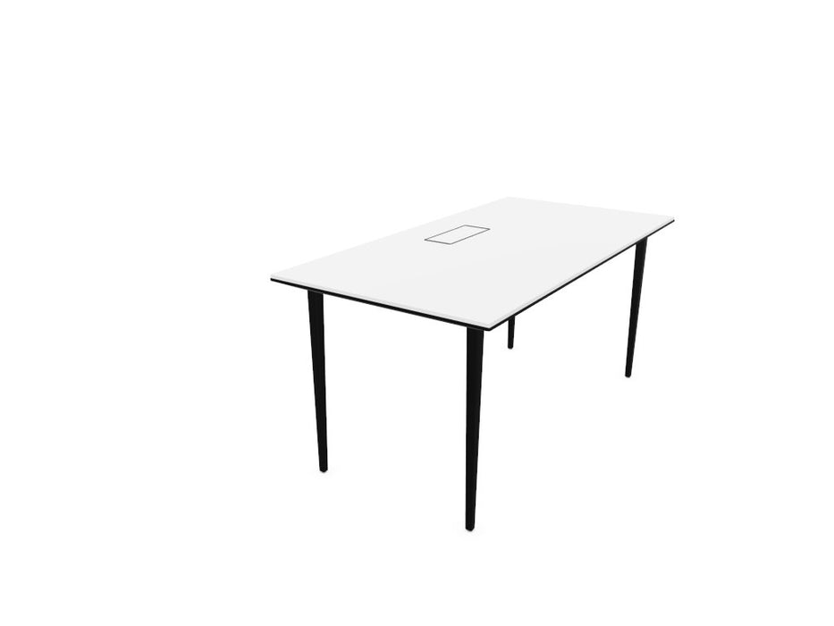 Longo Rectangular Office Desk - Black Frame WORKSTATION Actiu White 1400mm x 800mm Cable Access