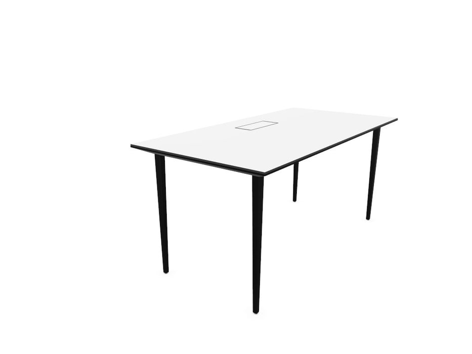 Longo Rectangular Office Desk - Black Frame WORKSTATION Actiu White Compact Laminate 1400mm x 800mm Cable Access
