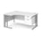 Maestro 25 cable managed leg left hand ergonomic desk with 2 drawer pedestal Desking Dams White Silver 1600mm x 1200mm