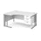 Maestro 25 cable managed leg left hand ergonomic desk with 3 drawer pedestal Desking Dams White Silver 1600mm x 1200mm