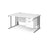 Maestro 25 cable managed leg left hand wave office desk with 2 drawer pedestal Desking Dams White Silver 1400mm x 800-990mm