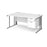 Maestro 25 cable managed leg left hand wave office desk with 2 drawer pedestal Desking Dams White Silver 1600mm x 800-990mm