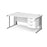 Maestro 25 cable managed leg left hand wave office desk with 3 drawer pedestal Desking Dams White Silver 1600mm x 800-990mm