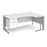 Maestro 25 cable managed leg right hand ergonomic desk with 2 drawer pedestal Desking Dams White Silver 1800mm x 1200mm