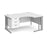 Maestro 25 cable managed leg right hand ergonomic desk with 3 drawer pedestal Desking Dams White Silver 1600mm x 1200mm