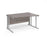 Maestro 25 cable managed leg right hand wave office desk Desking Dams Grey Oak Silver 1400mm x 800-990mm