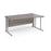 Maestro 25 cable managed leg right hand wave office desk Desking Dams Grey Oak Silver 1600mm x 800-990mm