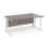 Maestro 25 cable managed leg right hand wave office desk Desking Dams Grey Oak White 1600mm x 800-990mm