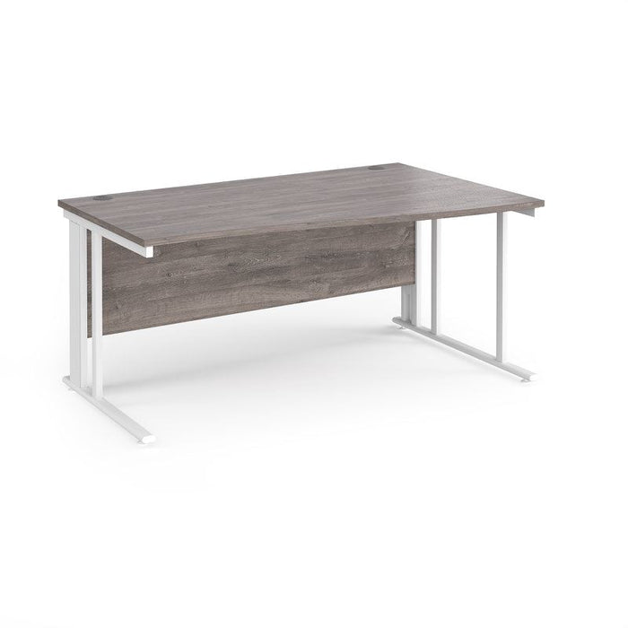 Maestro 25 cable managed leg right hand wave office desk Desking Dams Grey Oak White 1600mm x 800-990mm