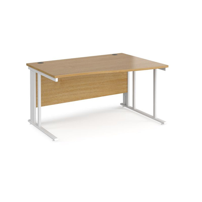 Maestro 25 cable managed leg right hand wave office desk Desking Dams Oak White 1400mm x 800-990mm