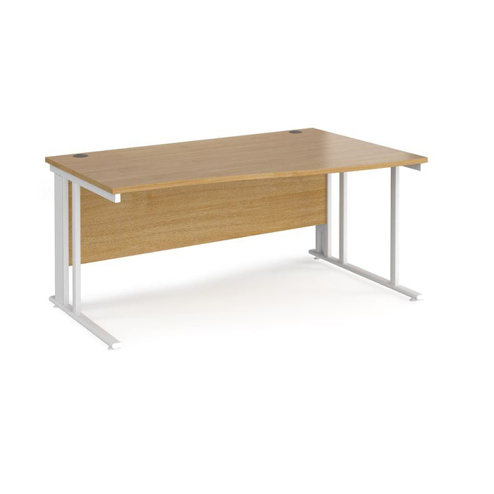 Maestro 25 cable managed leg right hand wave office desk Desking Dams Oak White 1600mm x 800-990mm